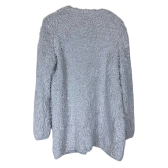 Free People Cardigan Womens XS Silver Cloud Open Front Fuzzy Longline Cozy - Picture 4 of 5